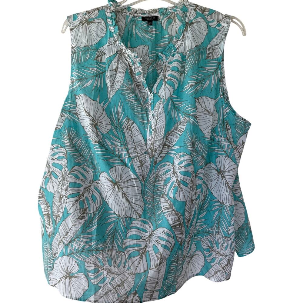 NWOT Talbots size 3X/P Blue Green Floral top